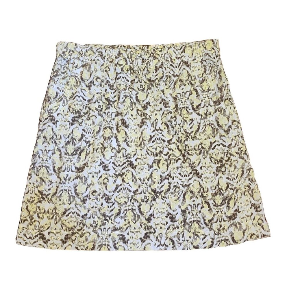 Eddie Bauer Skirt Womens M Yellow Gray Drawstring Comfort Waist with‎ Pockets